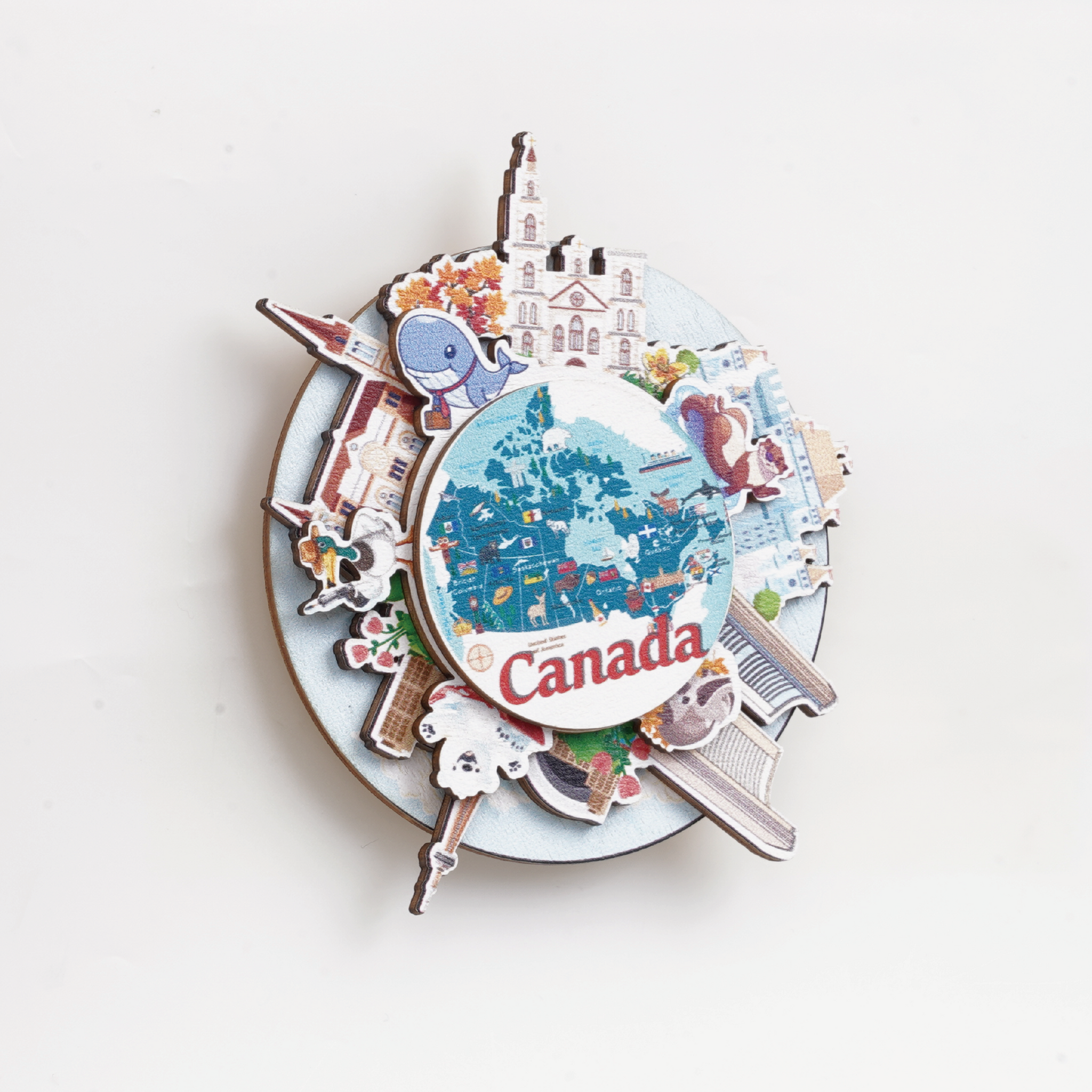 Canadian Urban Animal Rotating Refrigerator Magnets | A Spin Holds the Maple Country, Cute Landmarks Leap in Your Palm