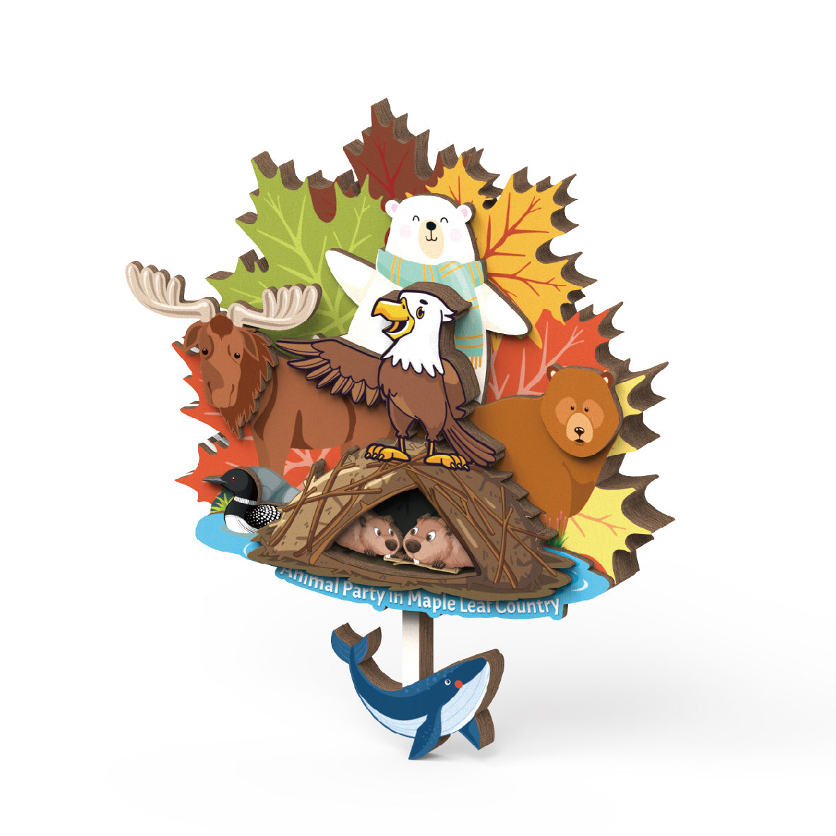 Canadian Maple Leaf Animal Party Wooden Refrigerator Series - Maple Leaf Edition