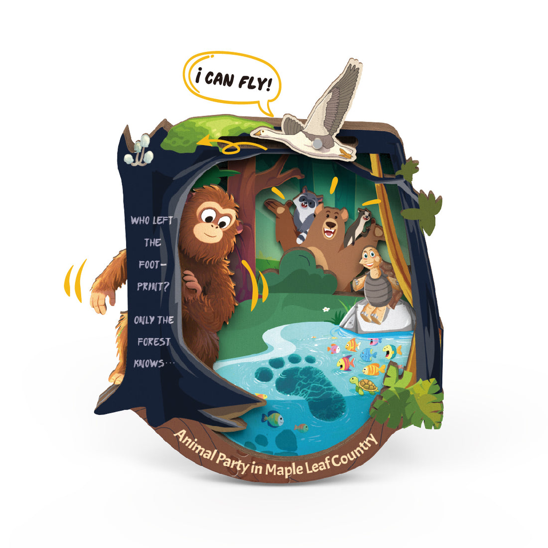 Canadian Maple Leaf Animal Party Wooden Refrigerator Series - Bigfoot Edition