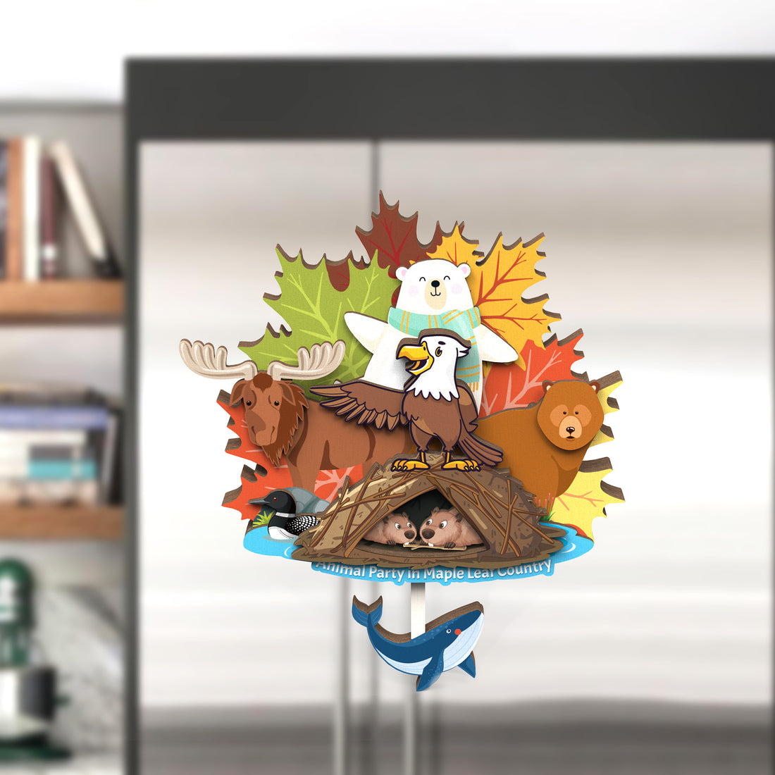 Canadian Maple Leaf Animal Party Wooden Refrigerator Series - Maple Leaf Edition
