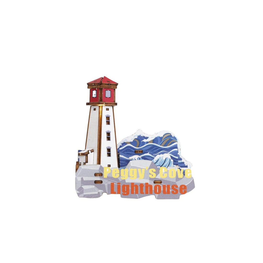 Canadian Landmarks 3D Wooden Fridge Magnet series-Peggy's Cove Lighthouse