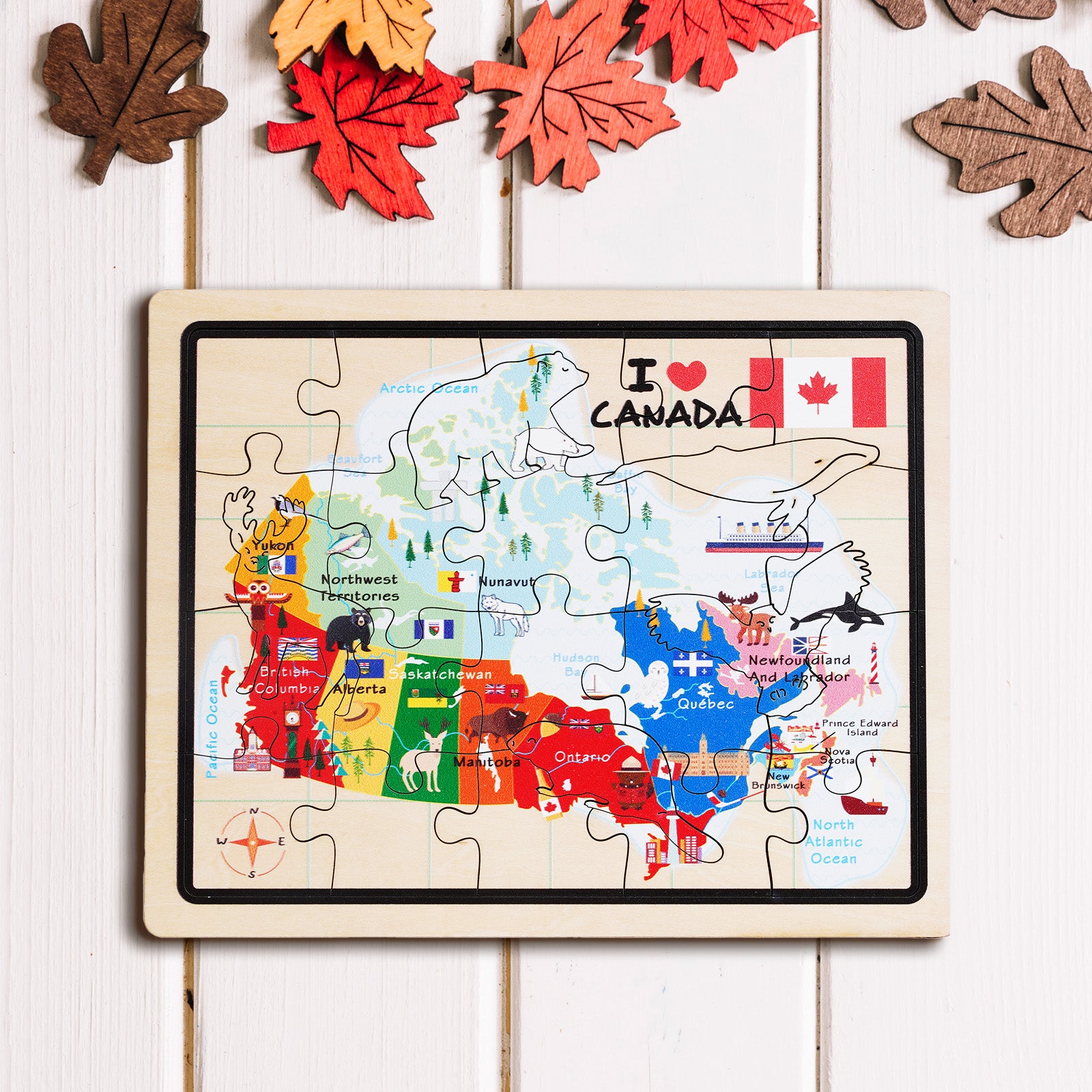 Explore Canada in Wood: Laser-Cut Maple Puzzle