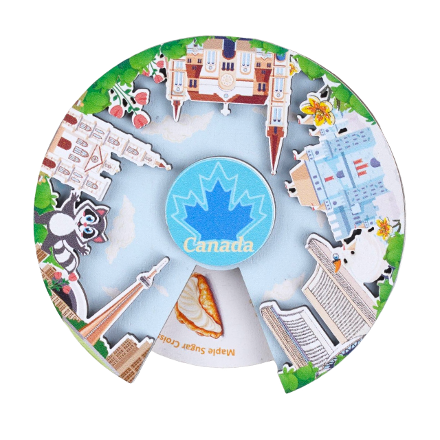 Canadian Urban Cuisine Rotating Refrigerator Magnets — Encounter Cute Canadian Culture as Your Fingertips Turn