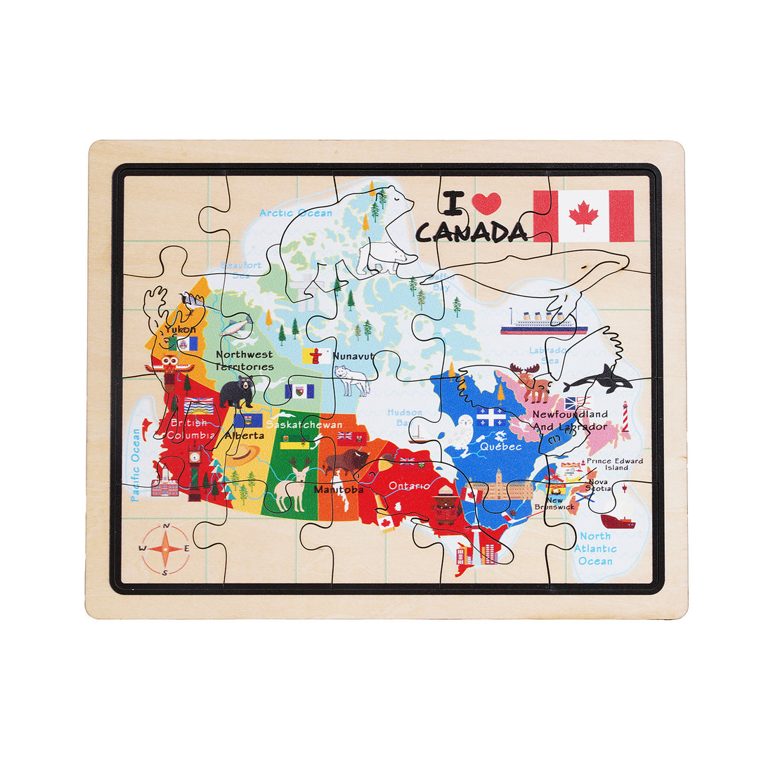 Explore Canada in Wood: Laser-Cut Maple Puzzle